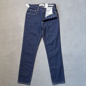 Aritzia Denim Forum Jeans Womens 26 Yoko High Rise Slim Dark Wash Button Fly NWT